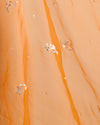 Bright Orange Organza Silk Lucknowi Heavy Badla Embroidery Fabric