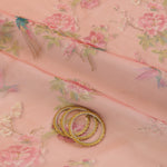 Dusty Peach Organza Silk Floral Figure Printed Fabric