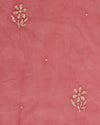 Dark Red Organza Silk Lucknowi Badla Embroidered Fabric
