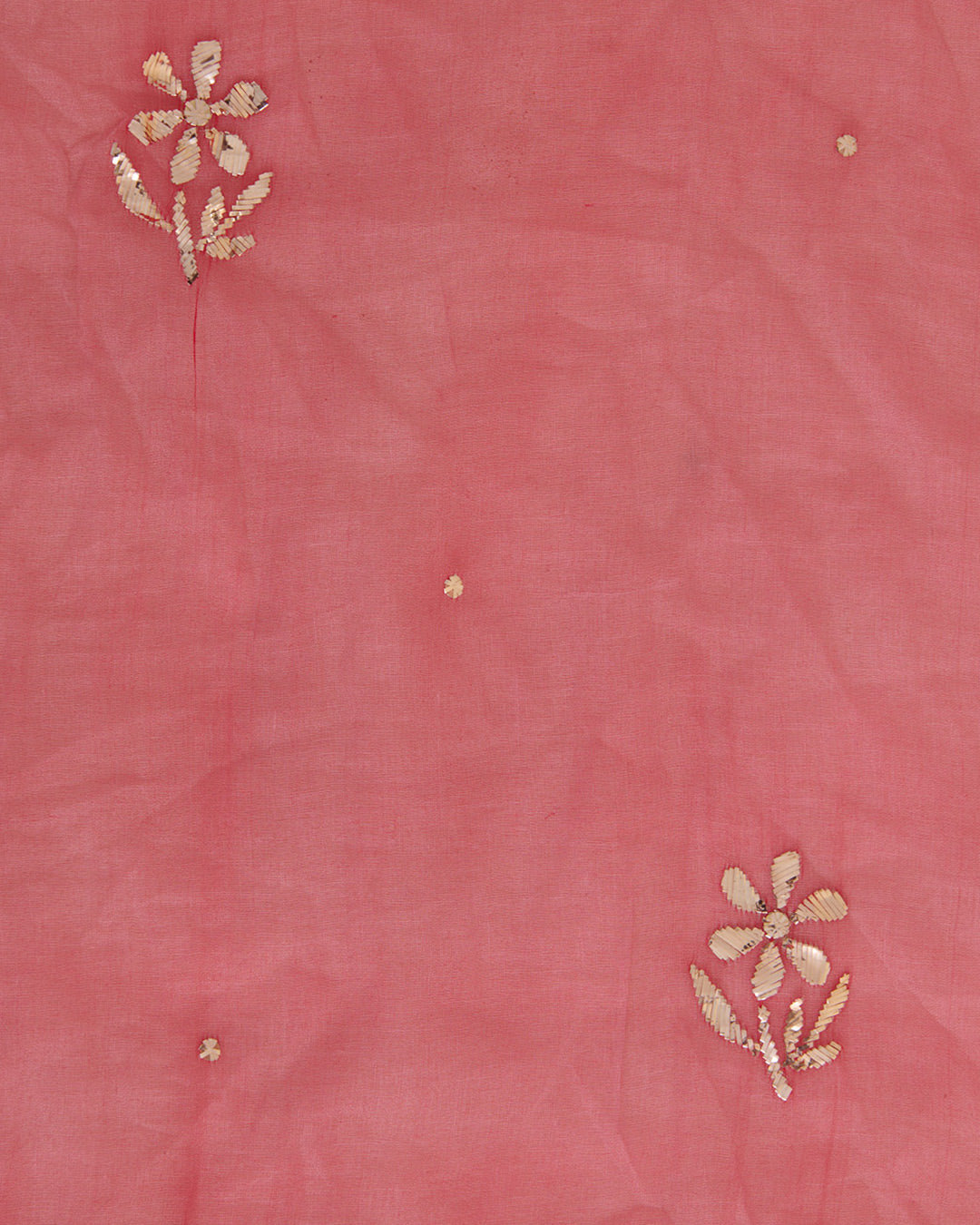 Dark Red Organza Silk Lucknowi Badla Embroidered Fabric