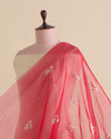 Dark Red Organza Silk Lucknowi Badla Embroidered Fabric