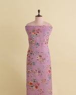 Lavender Floral Printed Organza Fabric – Lightweight Sheer Material