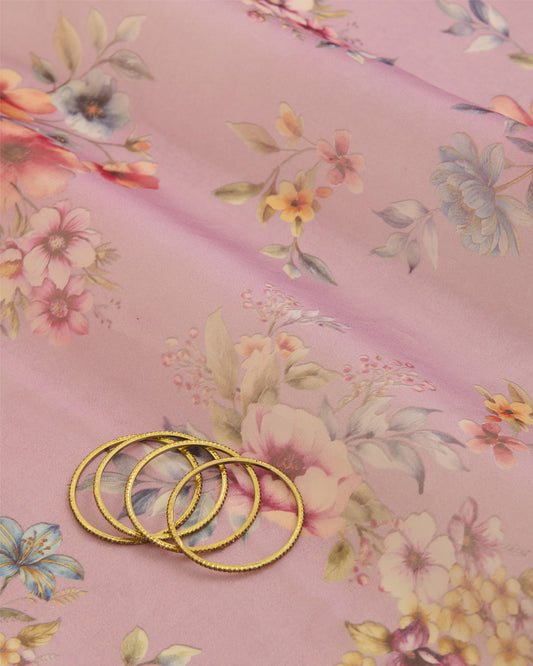 Lavender Floral Printed Organza Fabric