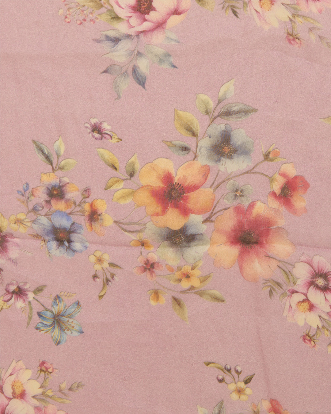 Lavender Floral Printed Organza Fabric – Lightweight Sheer Material