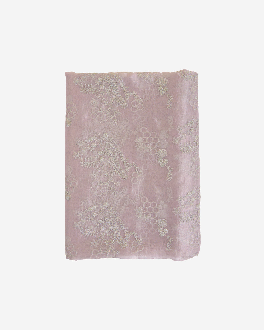 Lilac Organza Tissue Kasab Zari & Sequins Embroidery Buta Fabric