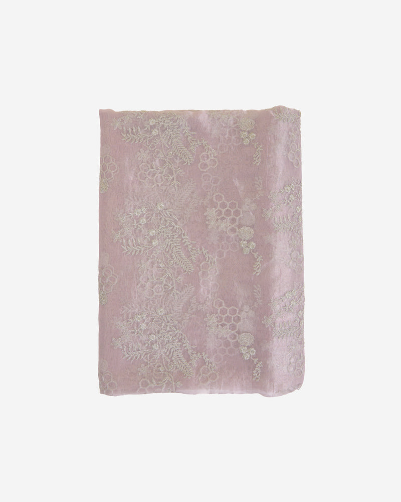 Lilac Organza Tissue Kasab Zari & Sequins Embroidery Buta Fabric