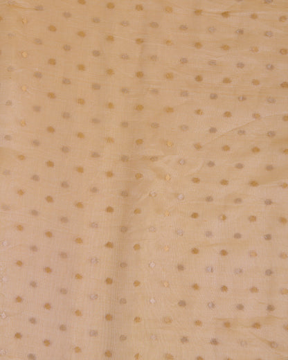 Organza Tissue Fabric with Gold Zari Skirt Border Mustard