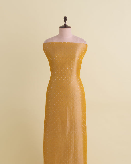 Organza Tissue Fabric with Gold Zari Skirt Border Mustard