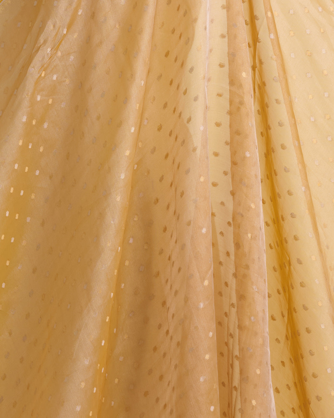 Organza Tissue Fabric with Gold Zari Skirt Border Mustard