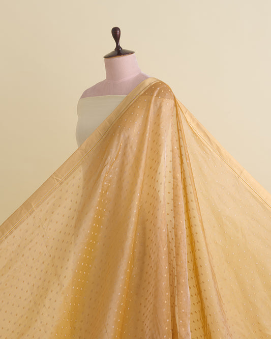 Organza Tissue Fabric with Gold Zari Skirt Border Mustard