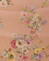 Peach Floral Printed Organza Fabric – Lightweight Sheer Material