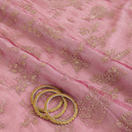 Pink Organza Tissue Kasab Sequin Figure Buta Jaal Fabric