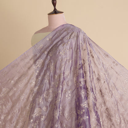 Purple Organza Tissue Kasab Sequin Figure Buta Jaal Fabric