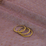 Purple Organza Tissue Polka Dots with Gold Zari Skirt Border Fabric