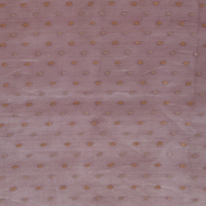 Purple Organza Tissue Polka Dots with Gold Zari Skirt Border Fabric