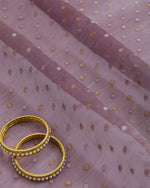 Purple Organza Tissue with Polka Dots & Gold Zari Skirt Border