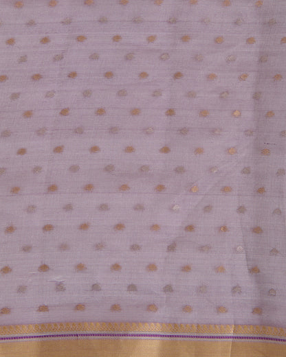Purple Organza Tissue with Polka Dots & Gold Zari Skirt Border