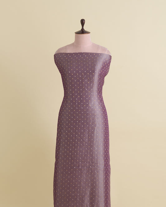 Purple Organza Tissue with Polka Dots & Gold Zari Skirt Border