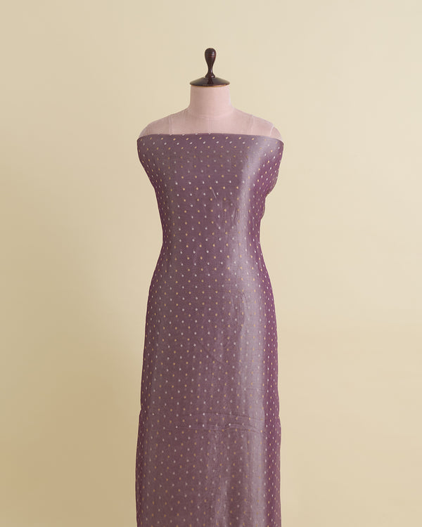 Purple Organza Tissue with Polka Dots & Gold Zari Skirt Border