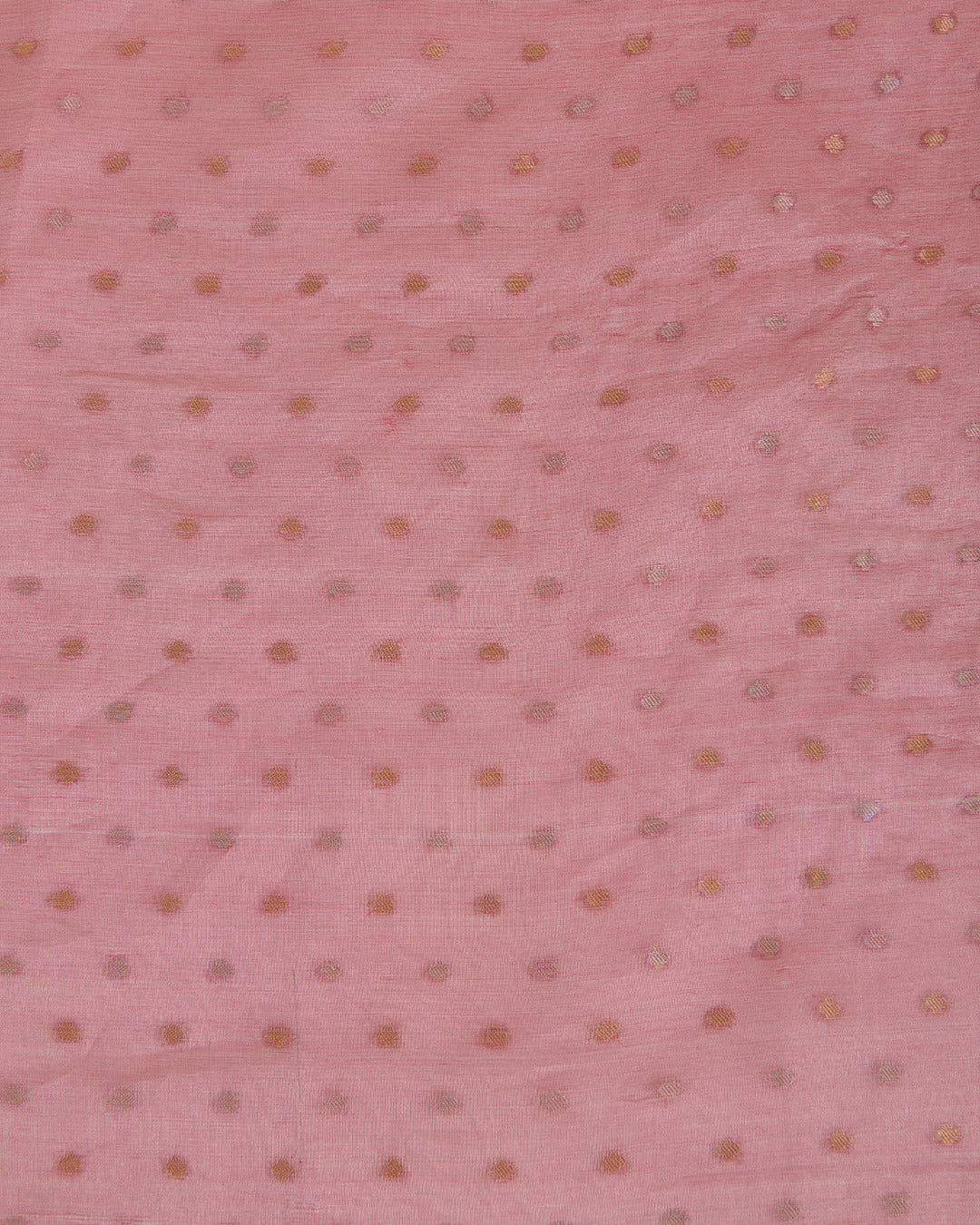 Organza Tissue Polka Dot Fabric with Gold Zari Border Red