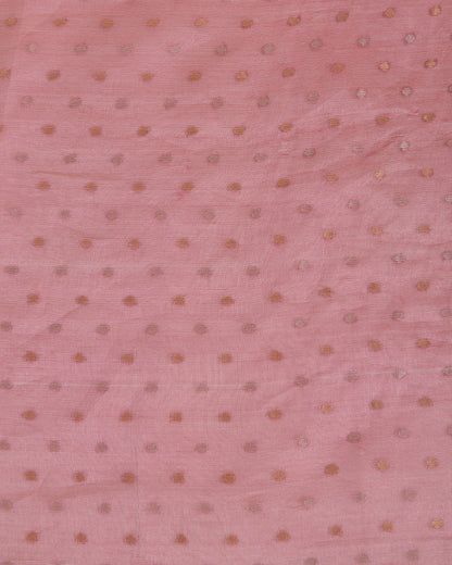 Organza Tissue Polka Dot Fabric with Gold Zari Border Red