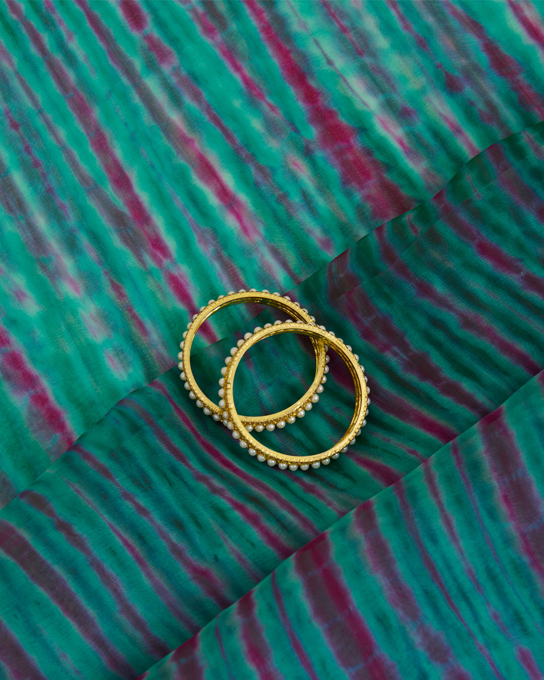 Green & Pink Organza Tie-Dye Fabric