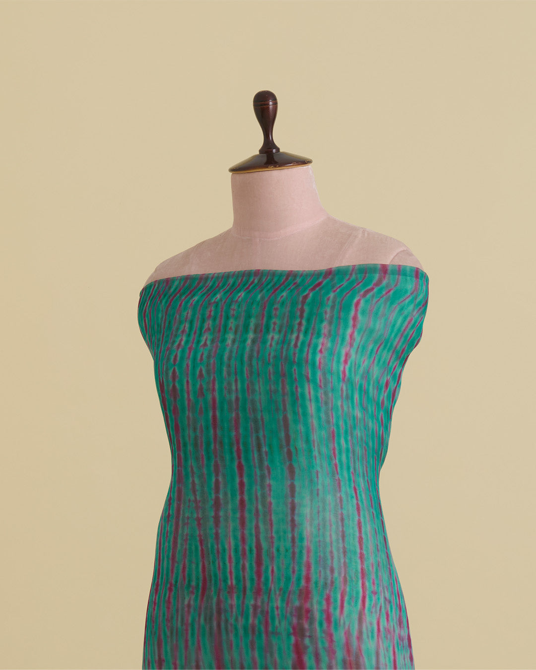 Green & Pink Organza Tie-Dye Fabric