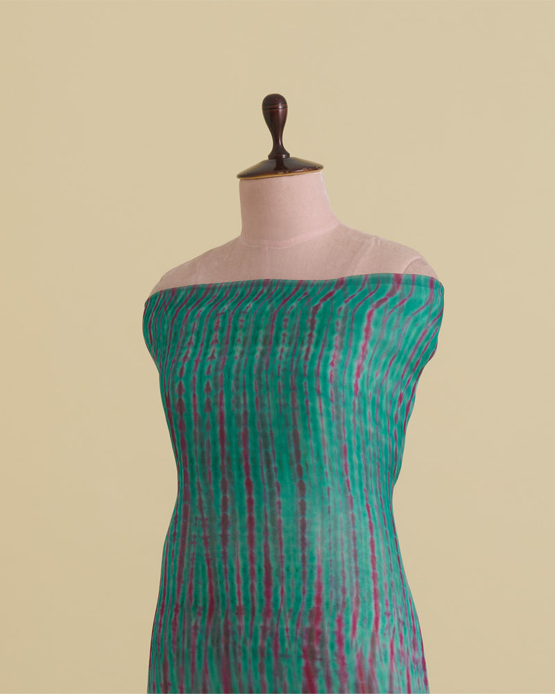 Green & Pink Organza Tie-Dye Fabric