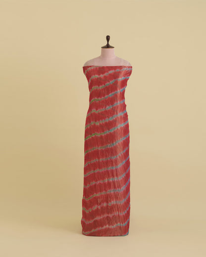Red Organza Tissue Multi Leheriya Fabric