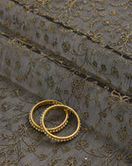 Black Organza Silk Fabric with Zari Sequins Embroidery Jaal