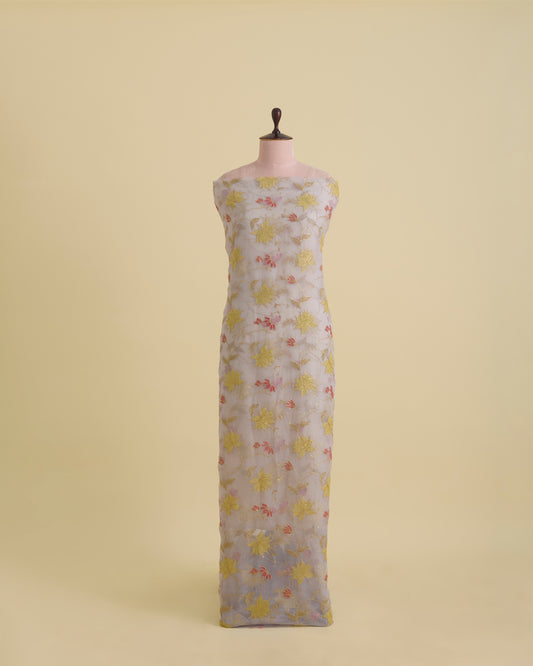 Organza Multi Resham Jaal Embroidery Fabric with Sequins – Lavender