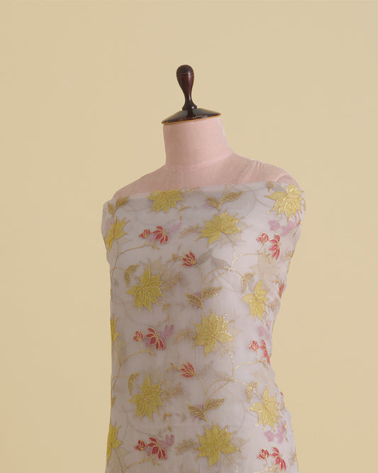 Organza Multi Resham Jaal Embroidery Fabric with Sequins – Lavender