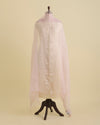Baby Pink Organza Dupatta with Water Gold Stripes & Badla Work