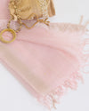 Baby Pink Organza Dupatta with Water Gold Stripes & Badla Work