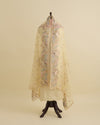 Light Yellow Organza Silk Resham Embroidered Dupatta