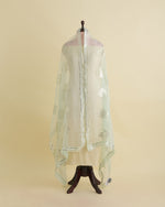 Mint Organza Dupatta with Resham & Gold Sequin Embroidery
