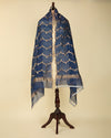 Navy Blue Cotton Silk Ikat Handloom Woven Fabric - Ikat Handloom