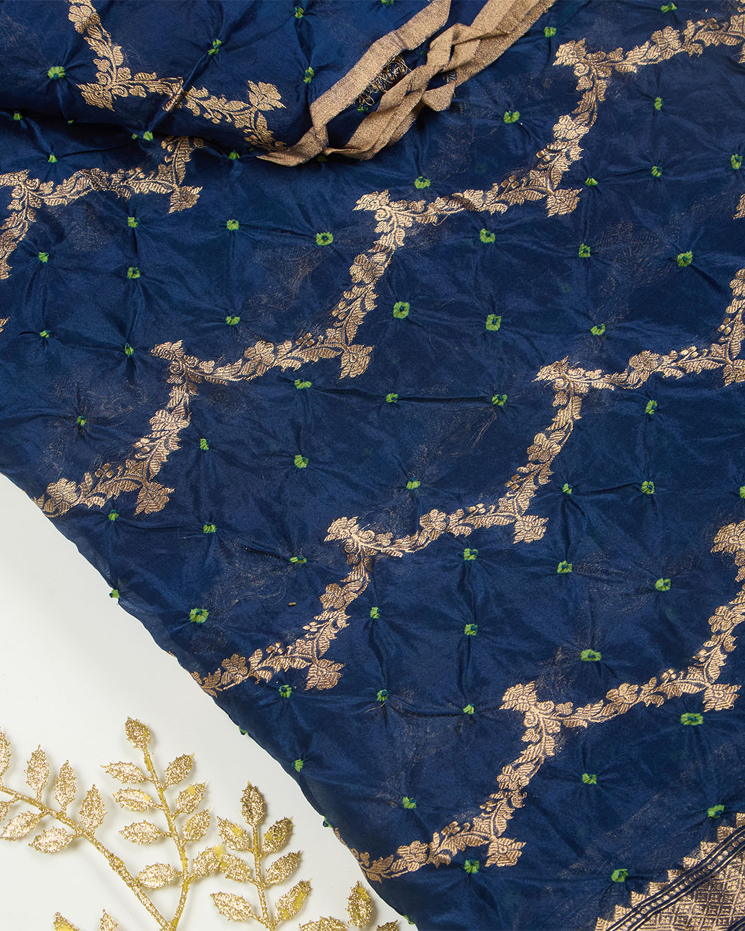 Navy Blue Cotton Silk Ikat Handloom Woven Fabric