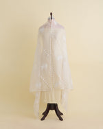 Off-White Organza Lucknowi Lehriya Badla Dupatta
