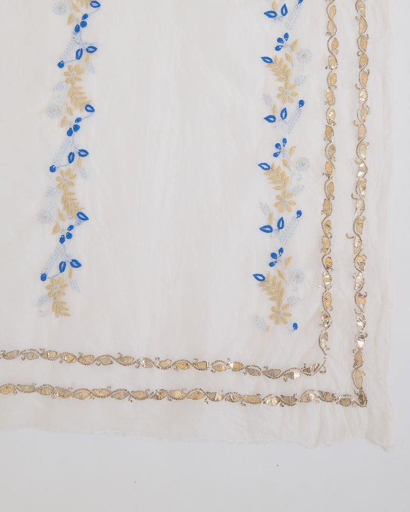 Off-White Organza Lucknowi Badla Dupatta
