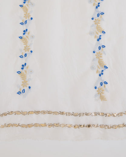 Off-White Organza Lucknowi Badla Dupatta