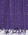 Purple Organza Dupatta with Gold Stripes & Badla Work