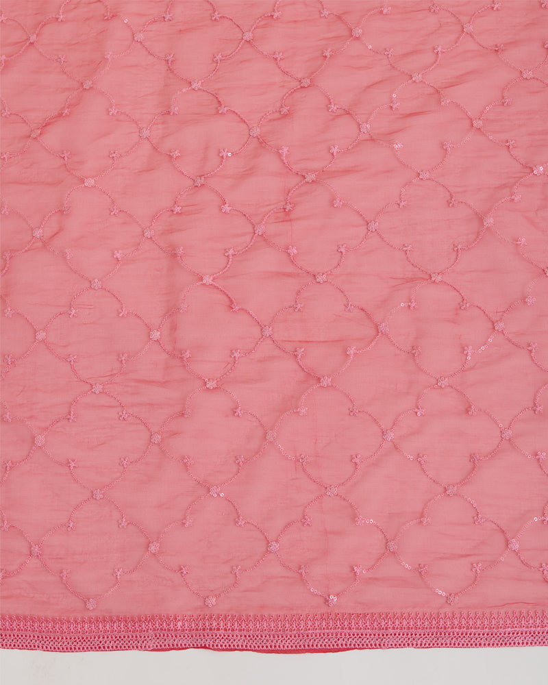 Red Organza Dupatta with Resham, Water Sequin & Geometric Embroidery