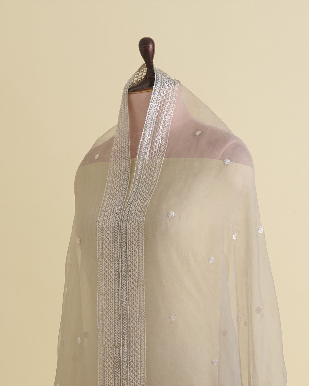 Mouse Organza Dupatta with Resham & Water Sequin Buta Embroidery