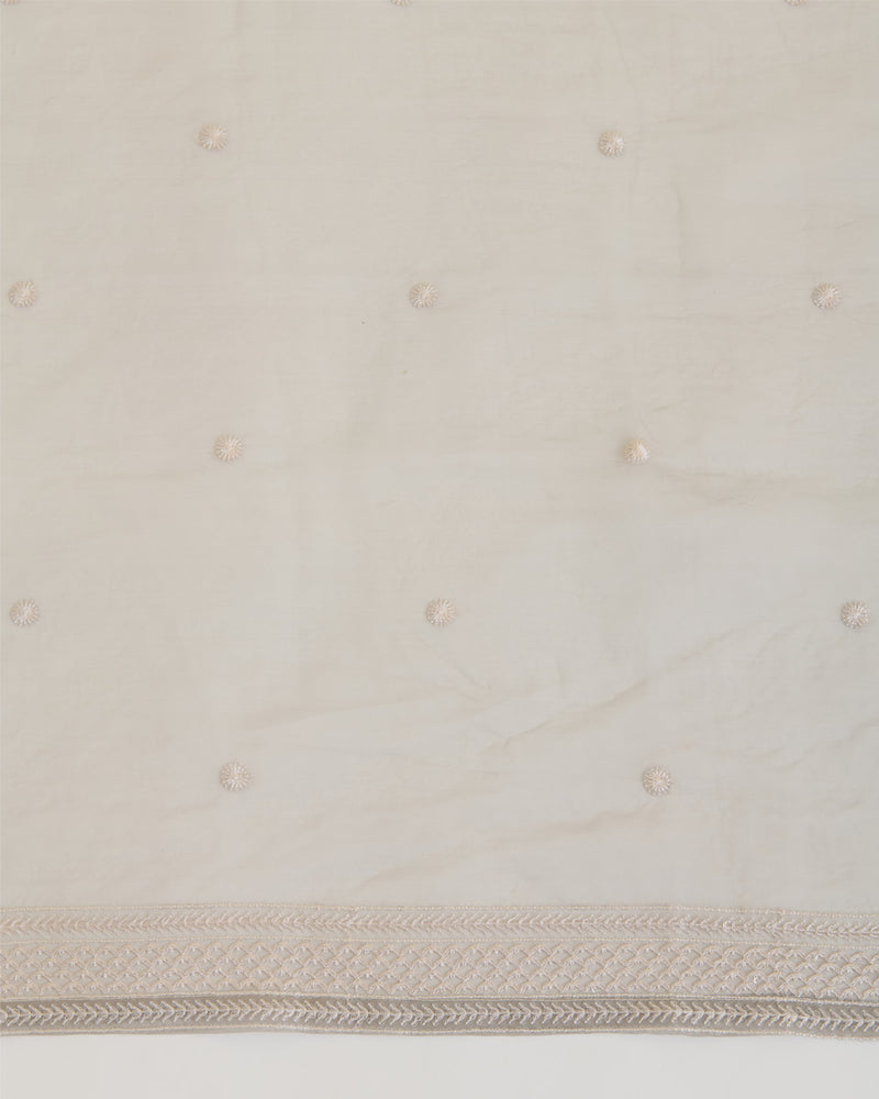 Mouse Organza Dupatta with Resham & Water Sequin Buta Embroidery