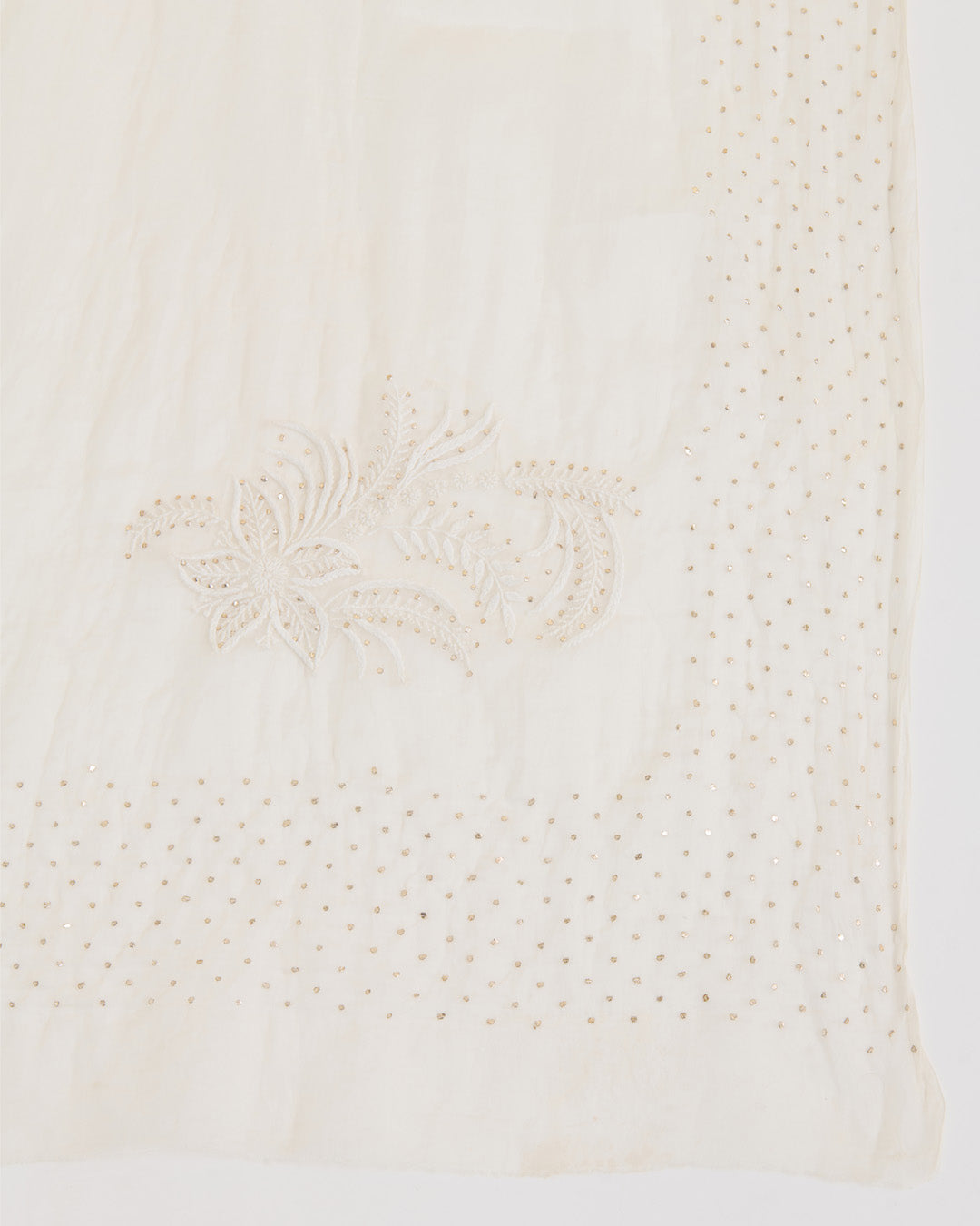 White Organza Lucknowi Thread Buta Badla Work Dupatta