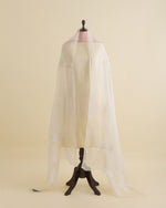 White Organza Lucknowi Thread Buta Badla Work Dupatta