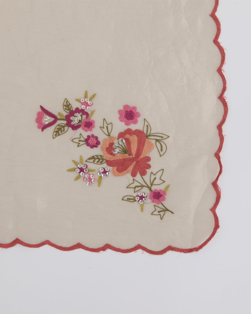 Beige & Orange Tissue Kurta Set with Resham, Sequin & Cut-Dana Work