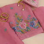Carrot Pink Organza Resham Embroidered Suit with Dupatta