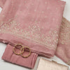 Dusty Pink Silk Organza Kurta Set with Tissue Dupatta